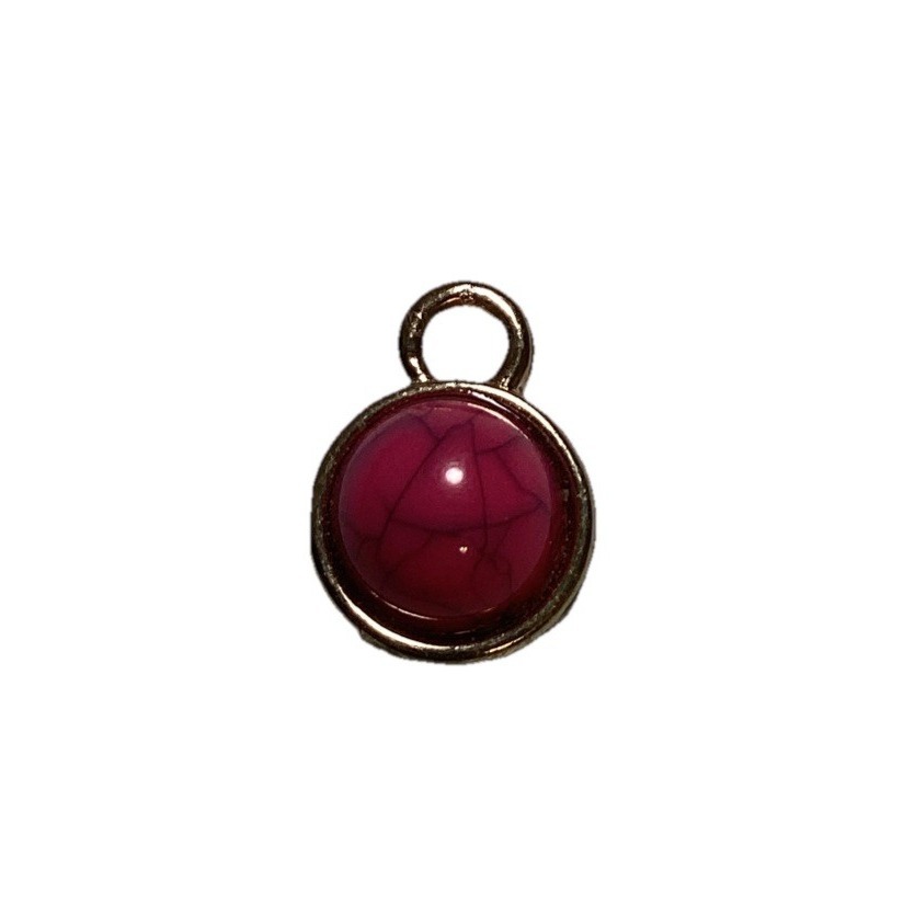 Vintage Pink Stone Pendant Or Charm With Gold Tone Back